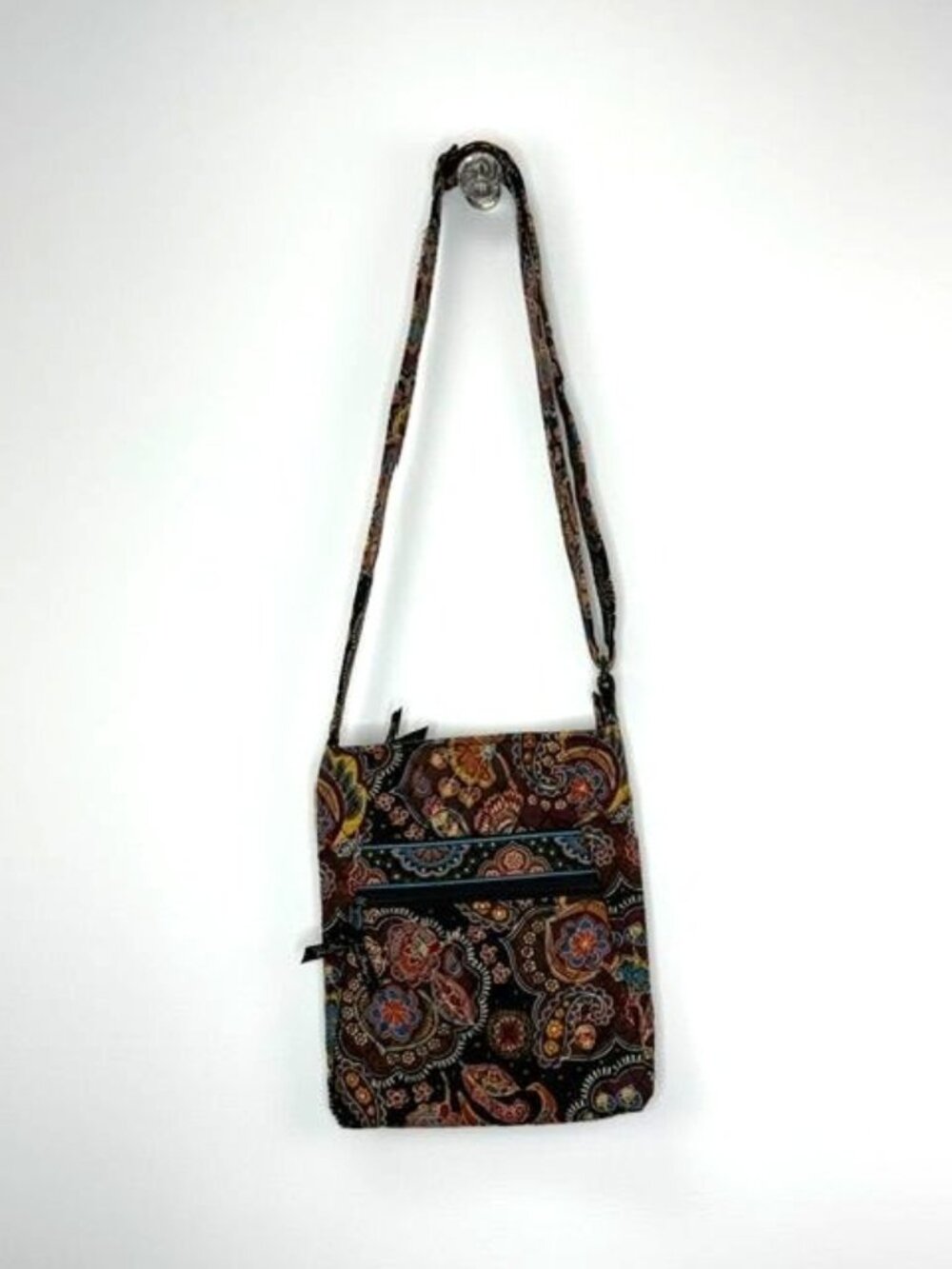 Vera Bradley "Kensington" Brown Paisly Hipster Crossbody Bag Purse